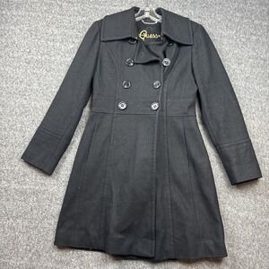 Guess Womens Peacoat Size PS Black Woold Blend Double Breasted